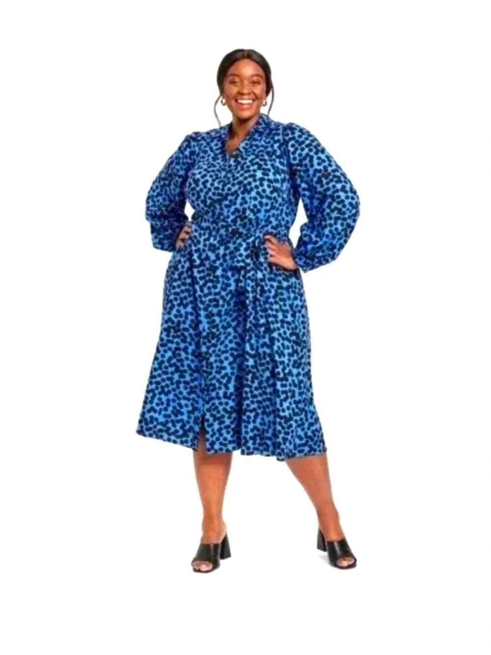Ava & Viv Polka Dot Blue Black Dress
